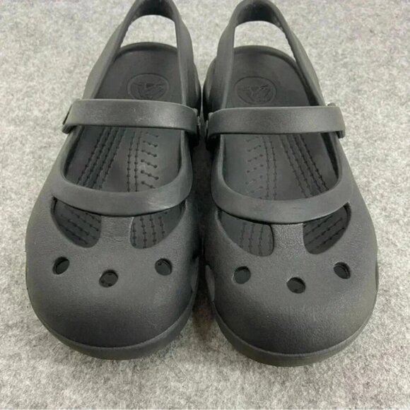 CROCS Shayna Mary Jane Slip On Black Flats Child Size 12 - Picture 3 of 10
